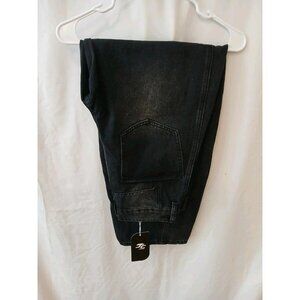 Hungson Black Denim Cropped Jeans Relaxed Fit Waist 28" Inseam 22" For Men & Wom